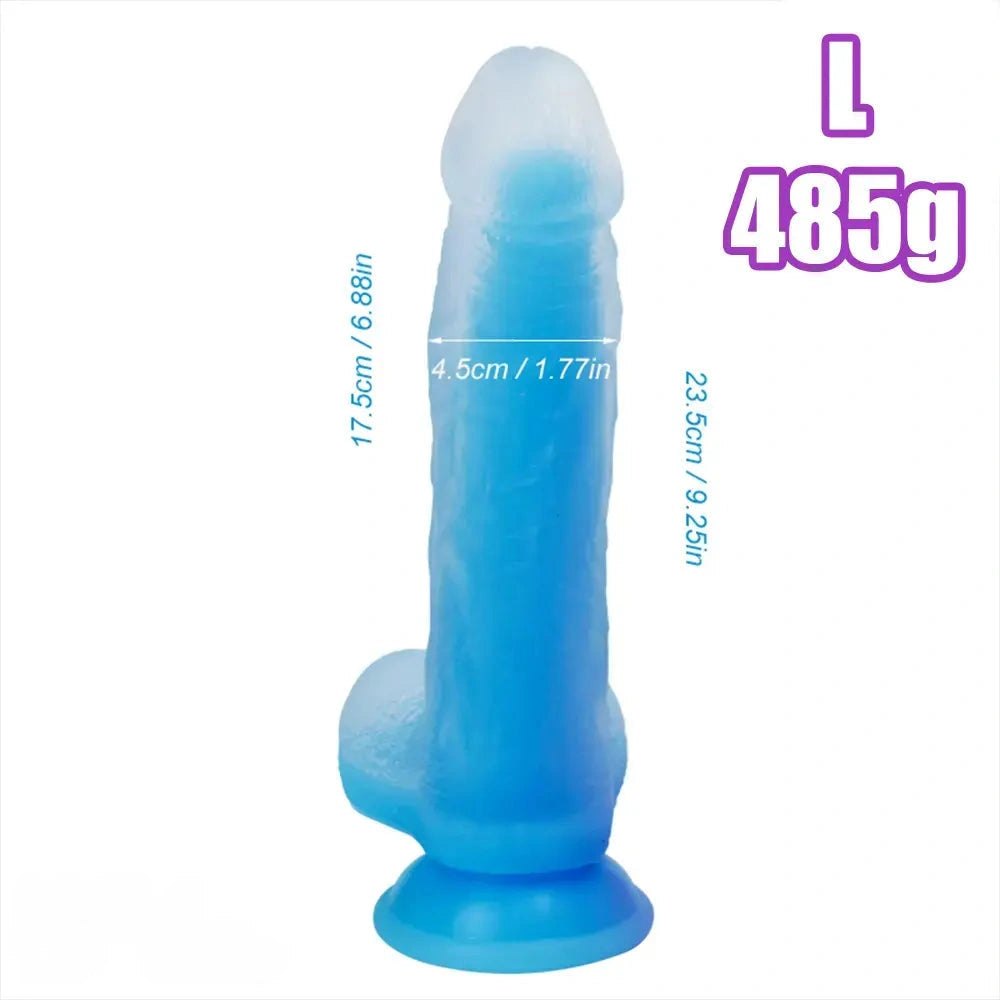 Blue luminous glow silicone fantasy dildo