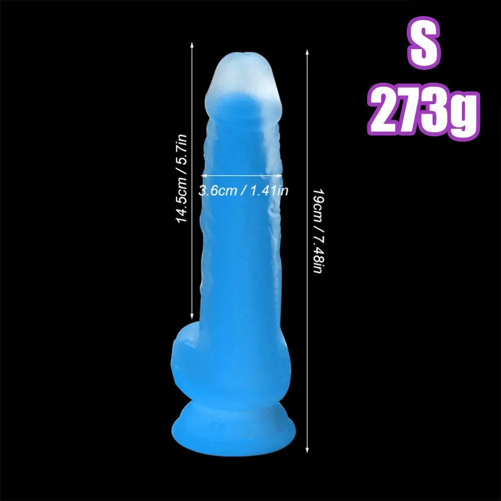 Blue luminous glow silicone fantasy dildo