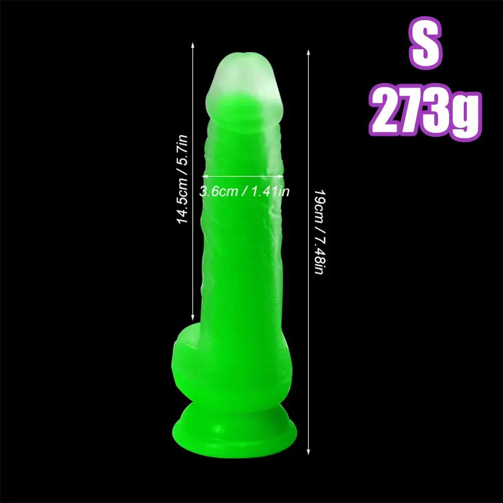 Green luminous glow silicone fantasy dildo