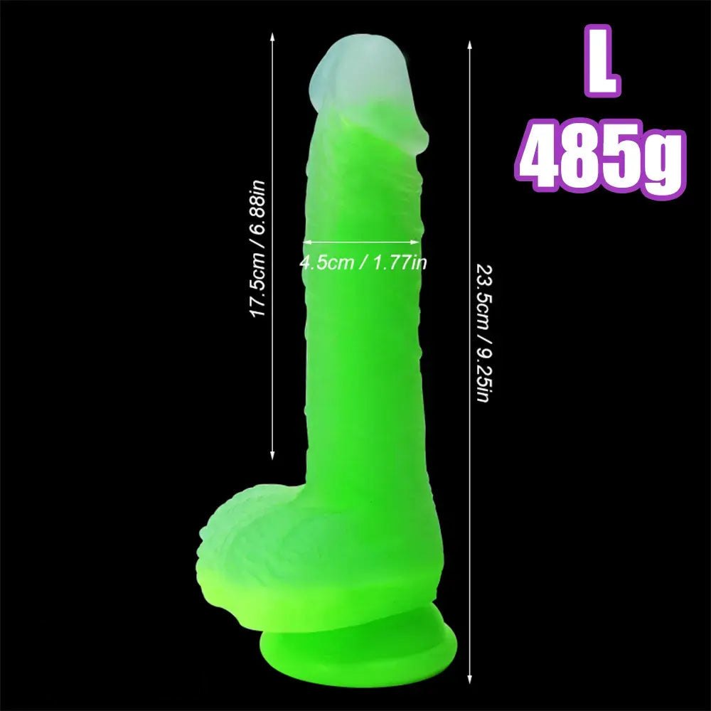 Green luminous glow silicone fantasy dildo