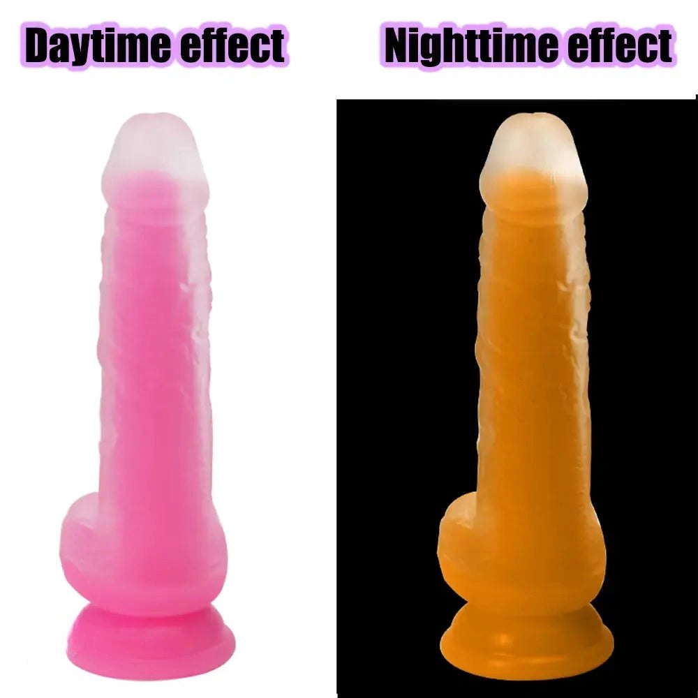 Pink luminous glow silicone fantasy dildo