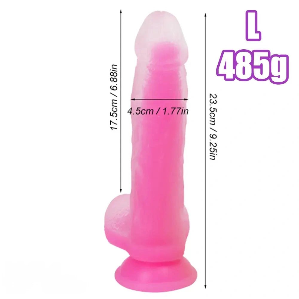 Pink luminous glow silicone fantasy dildo
