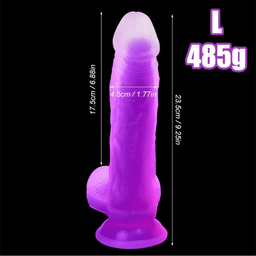 Purple luminous glow silicone fantasy dildo