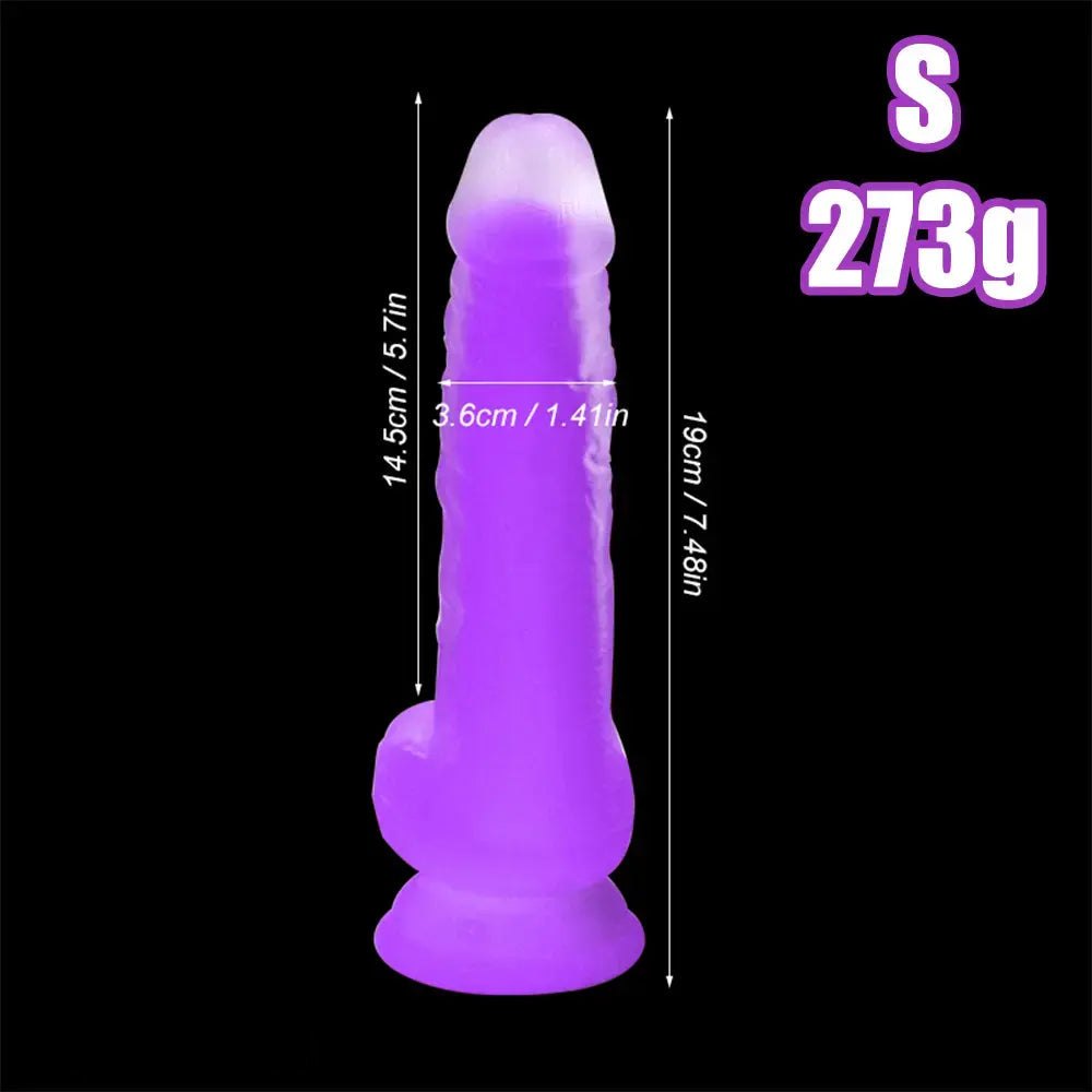 Purple luminous glow silicone fantasy dildo