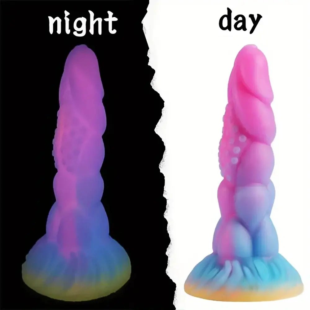Pink-to-blue glow-in-the-dark fantasy dildo, photo 1