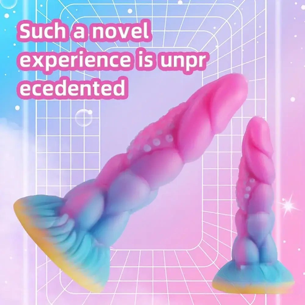 Pink-to-blue glow-in-the-dark fantasy dildo, photo 2