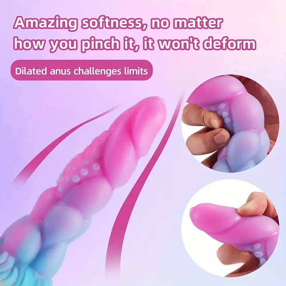 Pink-to-blue glow-in-the-dark fantasy dildo, photo 4