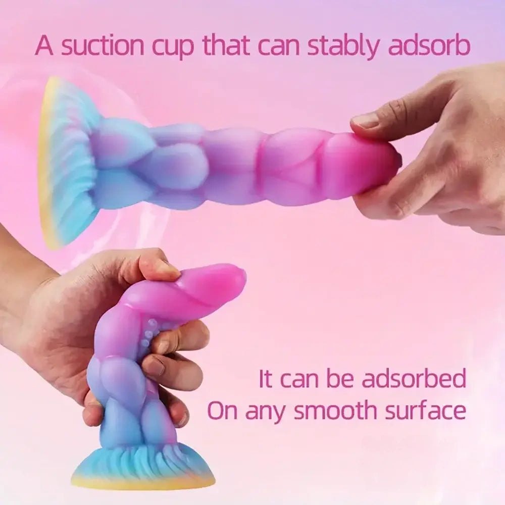 Pink-to-blue glow-in-the-dark fantasy dildo, photo 6