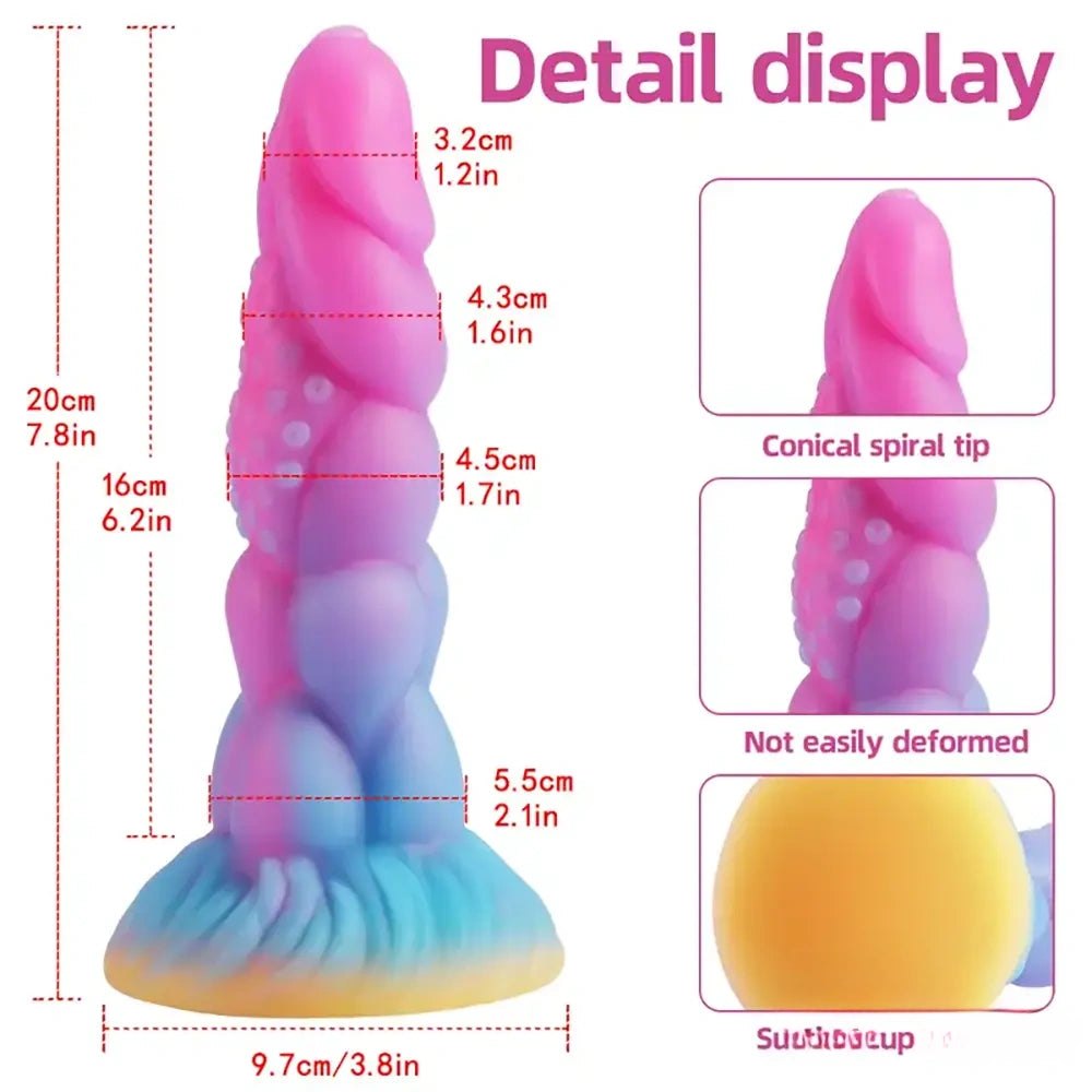 Pink-to-blue glow-in-the-dark fantasy dildo, photo 7