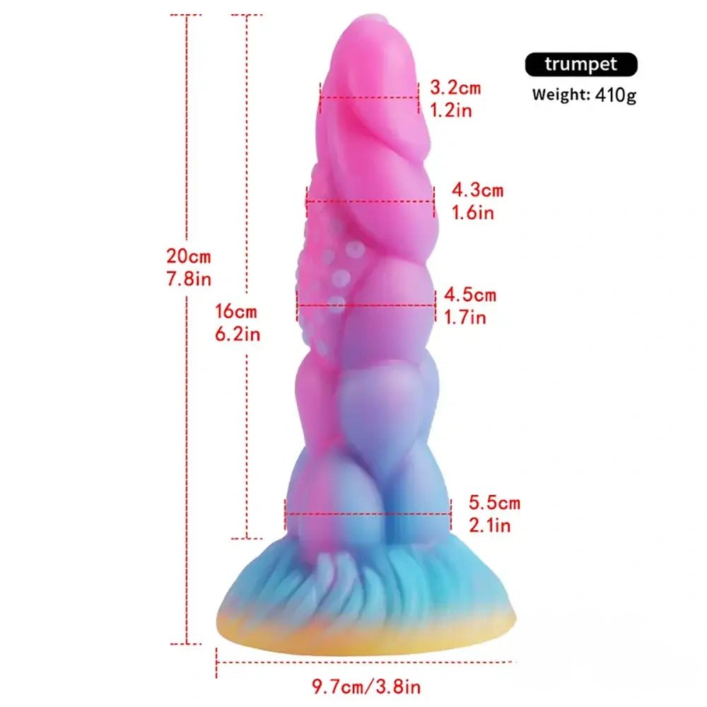 Pink-to-blue glow-in-the-dark fantasy dildo, photo 8