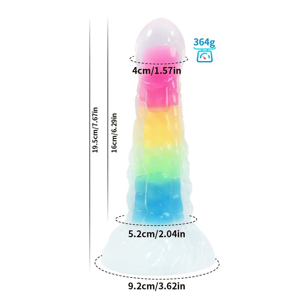 Rainbow glow-in-the-dark silicone fantasy dildo, photo 10