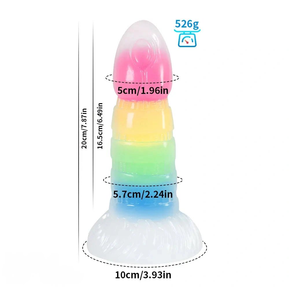Rainbow glow-in-the-dark silicone fantasy dildo, photo 11