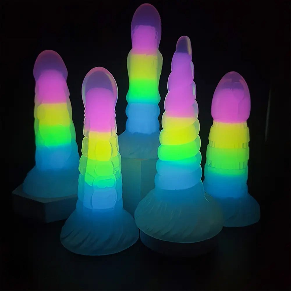 Rainbow glow-in-the-dark silicone fantasy dildo, photo 13