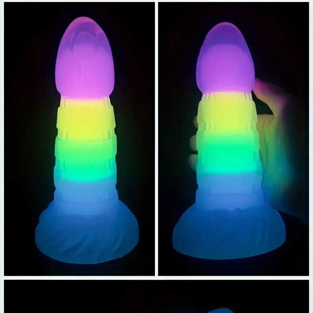 Rainbow glow-in-the-dark silicone fantasy dildo, photo 7
