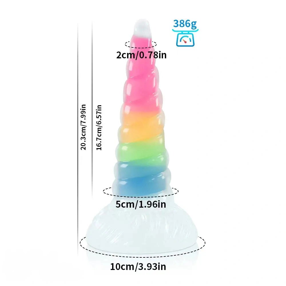 Rainbow glow-in-the-dark silicone fantasy dildo, photo 9