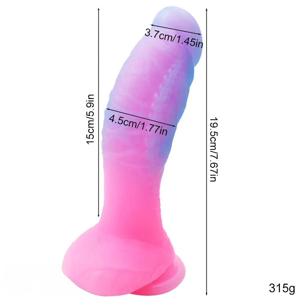 B ridged silicone dragon dildo that glows in the dark