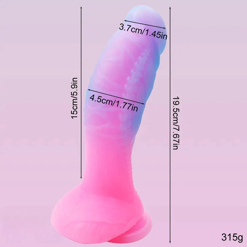 Ridged silicone dragon dildo that glows in the dark, photo 11