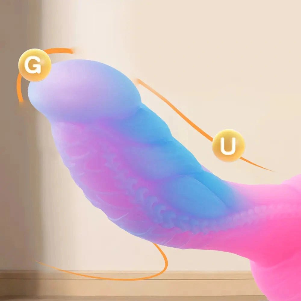 Ridged silicone dragon dildo that glows in the dark, photo 4
