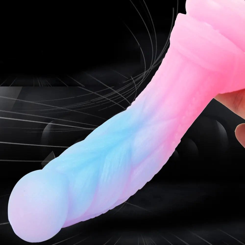 Ridged silicone dragon dildo that glows in the dark, photo 6
