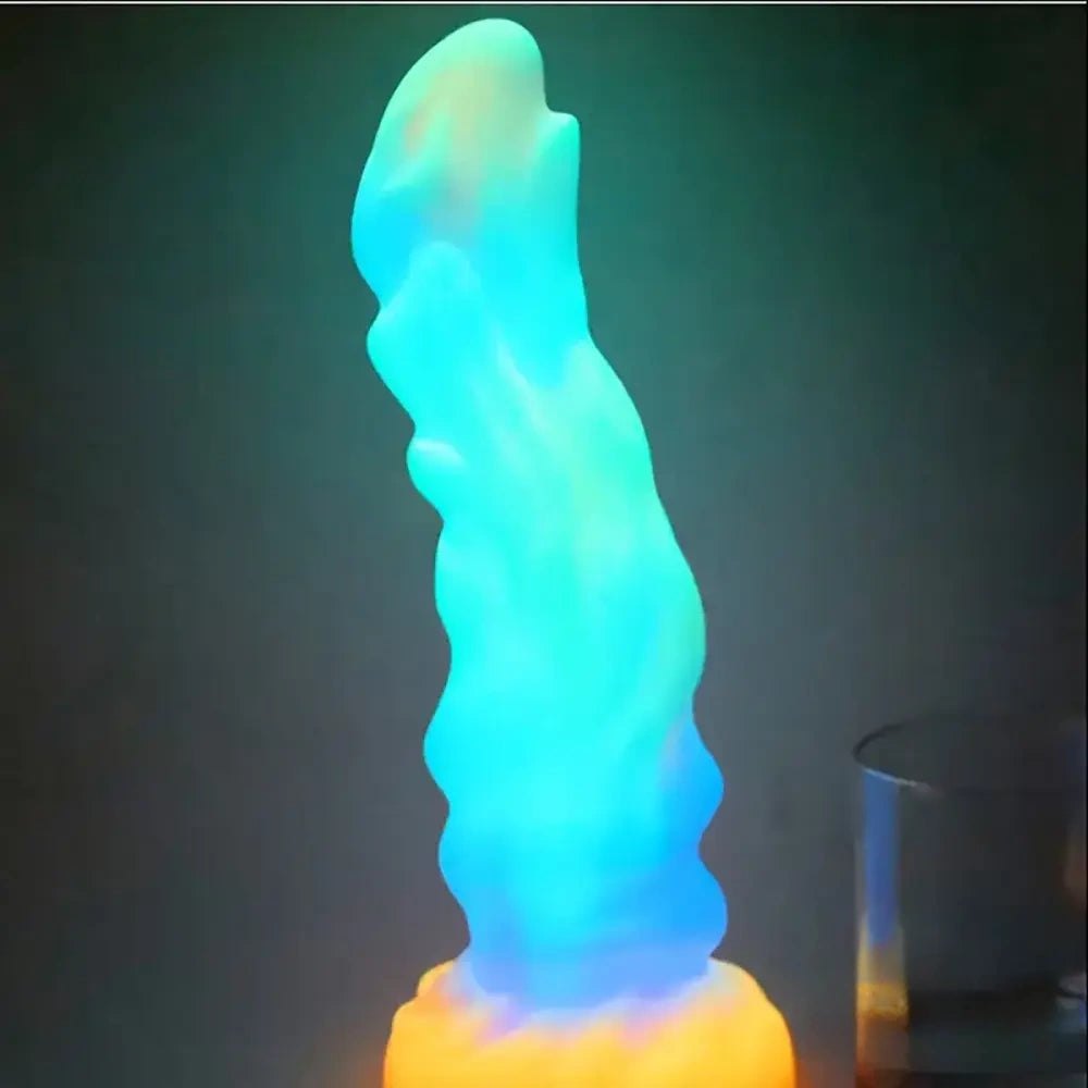 Colorful glow ridged fantasy dildo, photo 5