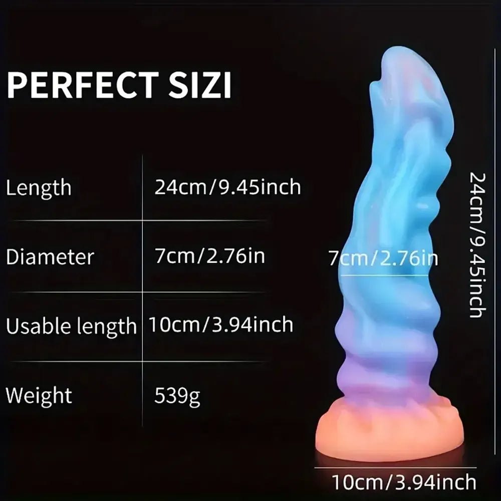Colorful glow ridged fantasy dildo, photo 9