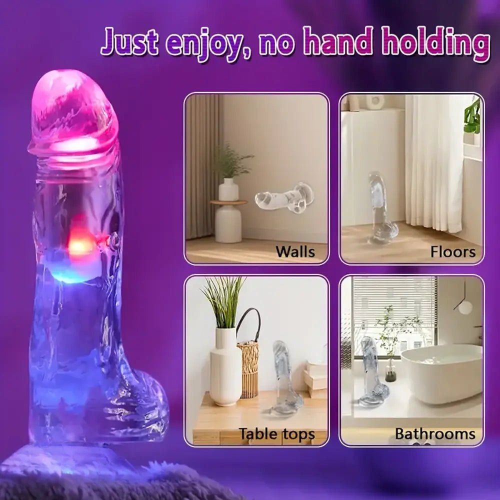 Translucent light-up suction cup dildo, photo 3