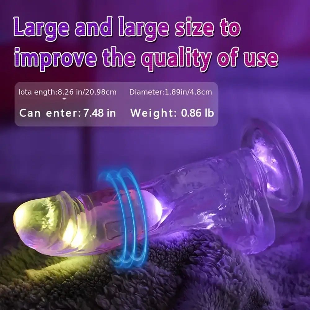 Translucent light-up suction cup dildo, photo 4