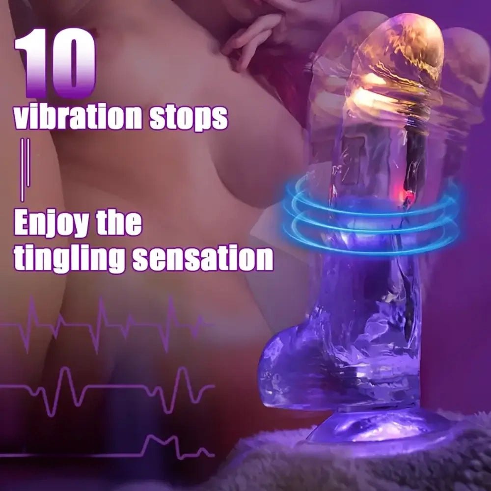 Translucent light-up suction cup dildo, photo 5