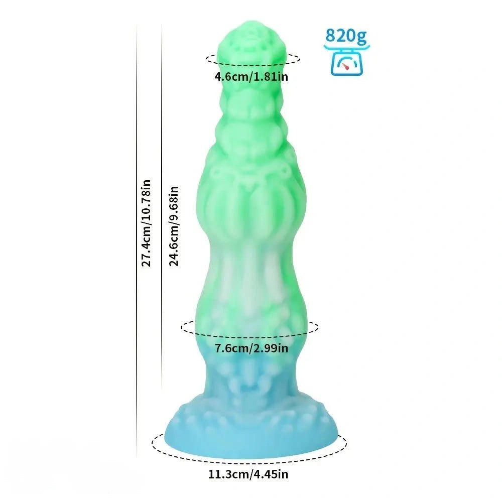 Teal white glow monster fantasy dildo, photo 2