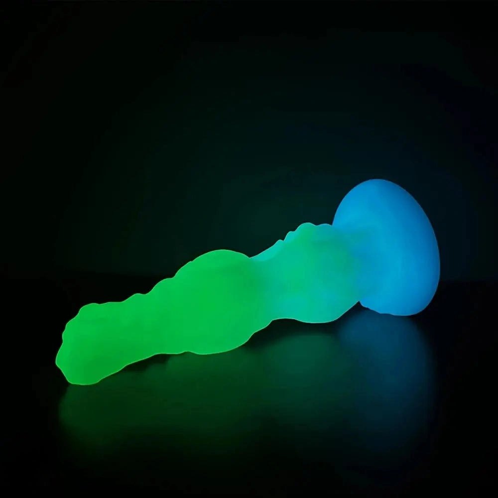Teal white glow monster fantasy dildo, photo 4
