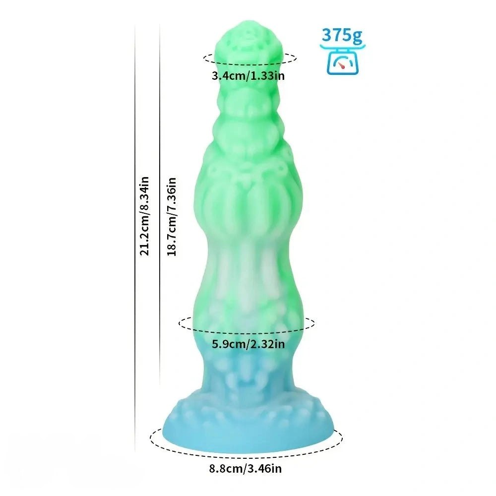 Teal white glow monster fantasy dildo, photo 6