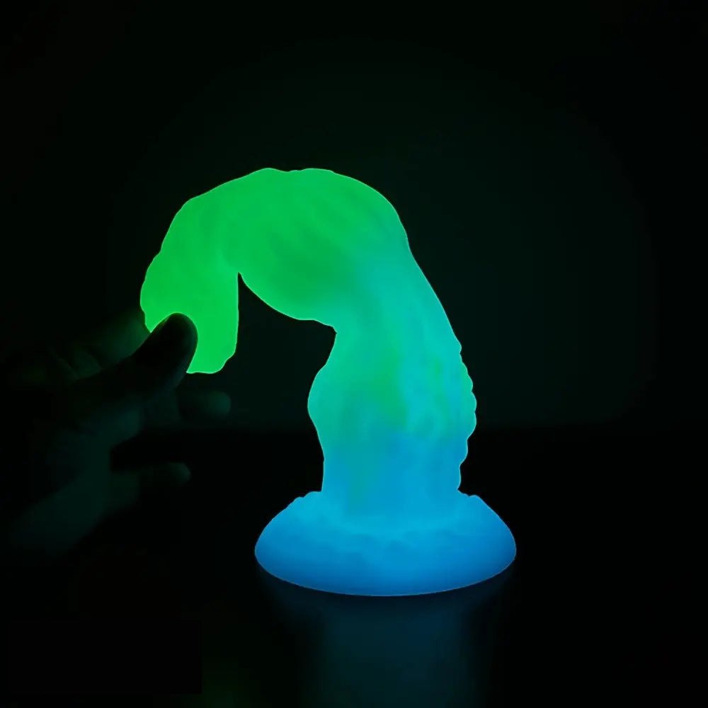 Teal white glow monster fantasy dildo, photo 7