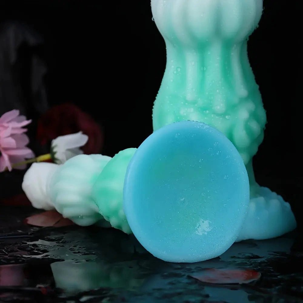 Teal white glow monster fantasy dildo, photo 8
