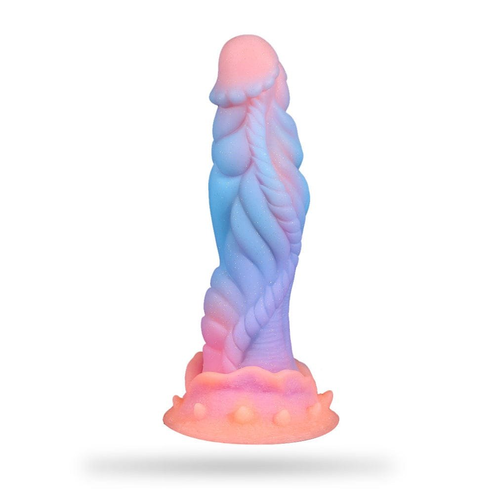 Glow in the dark twisted silicone fantasy dildo, photo 1