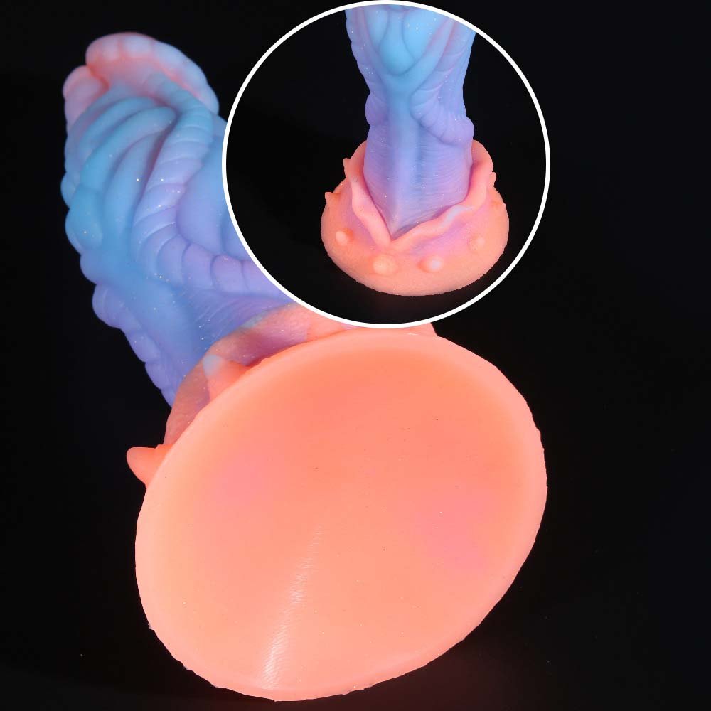 Glow in the dark twisted silicone fantasy dildo, photo 5