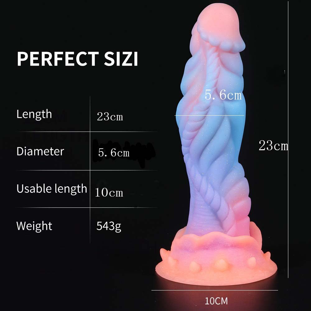 Glow in the dark twisted silicone fantasy dildo, photo 7