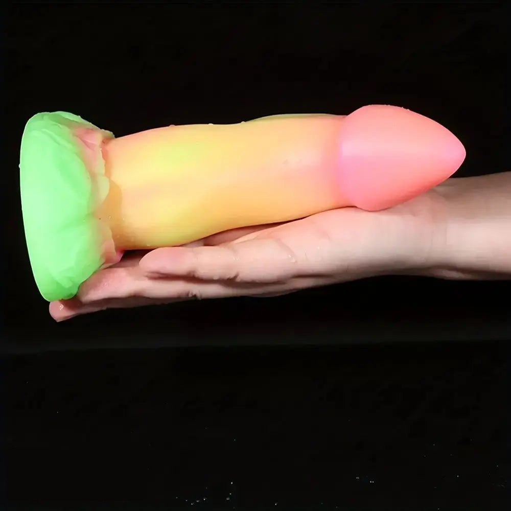 Glow in the dark ridged dragon fantasy dildo, photo 5