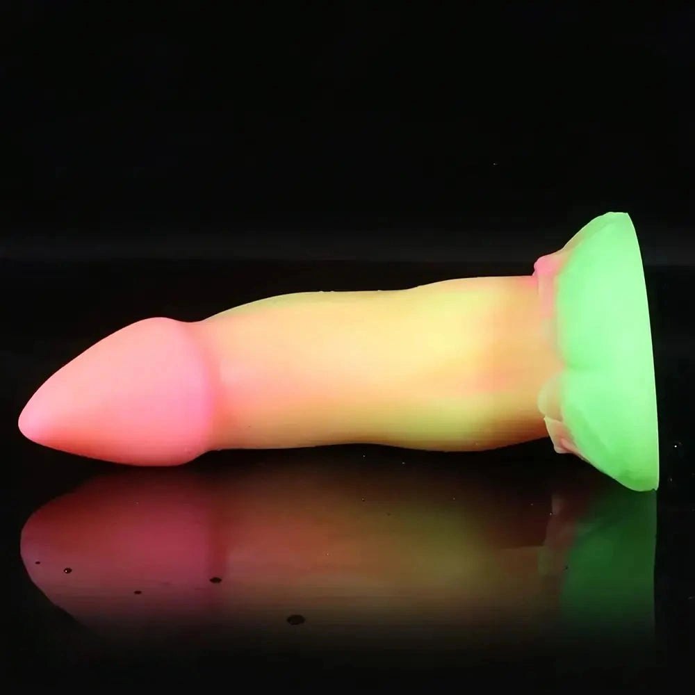 Glow in the dark ridged dragon fantasy dildo, photo 8