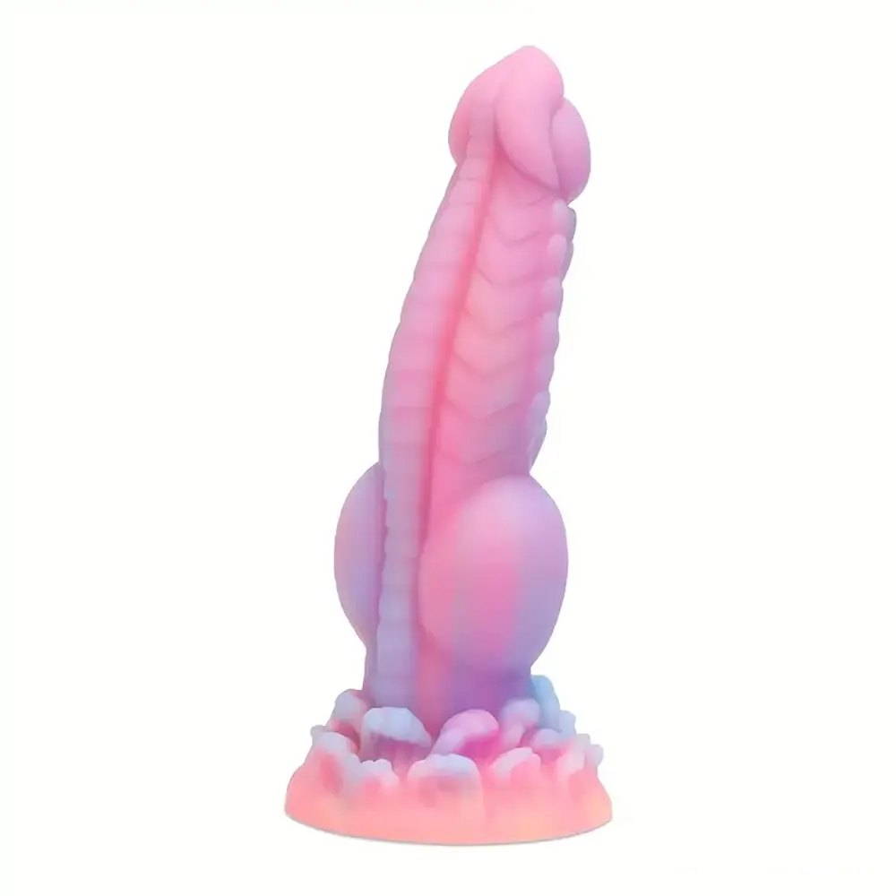 Colorful glowing silicone fantasy dildo, photo 11