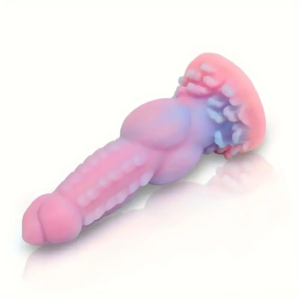 Colorful glowing silicone fantasy dildo, photo 12