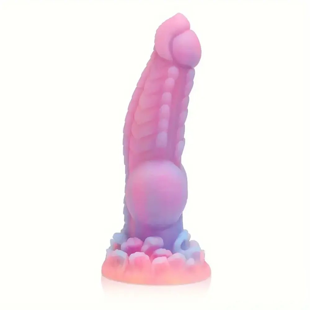 Colorful glowing silicone fantasy dildo, photo 13
