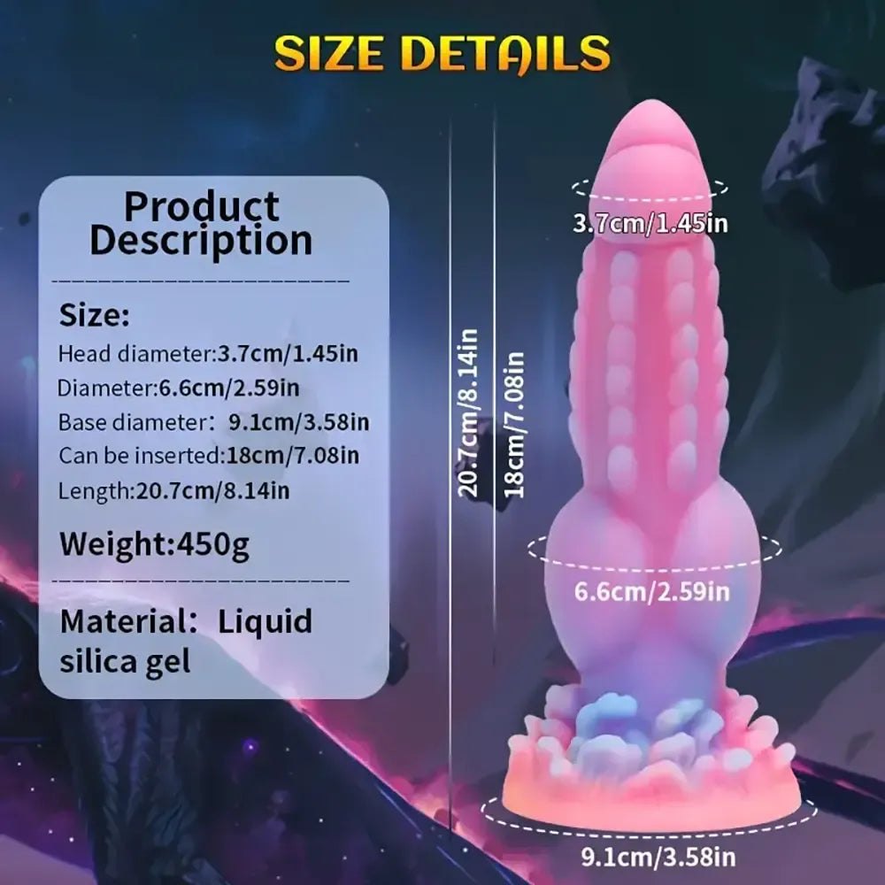 Colorful glowing silicone fantasy dildo, photo 14