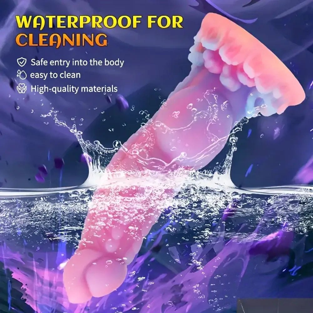 Colorful glowing silicone fantasy dildo, photo 2