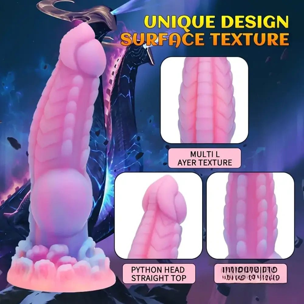Colorful glowing silicone fantasy dildo, photo 3
