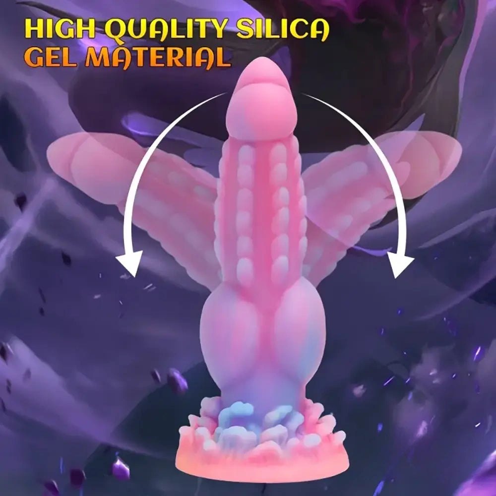Colorful glowing silicone fantasy dildo, photo 6