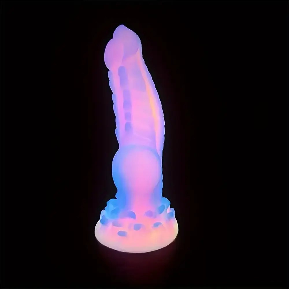 Colorful glowing silicone fantasy dildo, photo 8