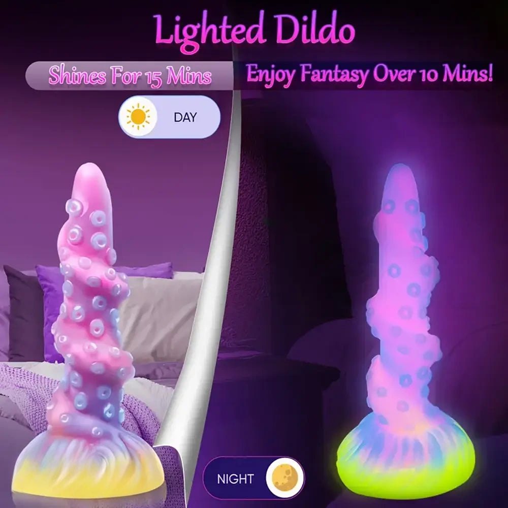 Multi-tone glowing octopus tentacle fantasy dildo, photo 4