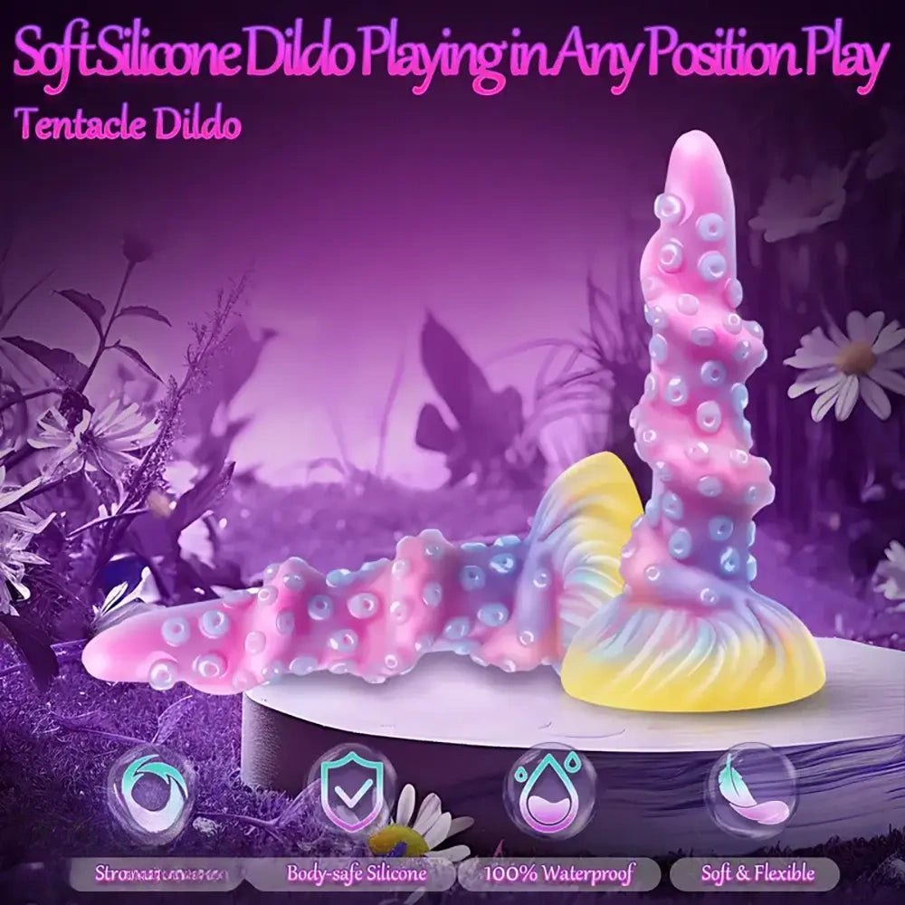 Multi-tone glowing octopus tentacle fantasy dildo, photo 5
