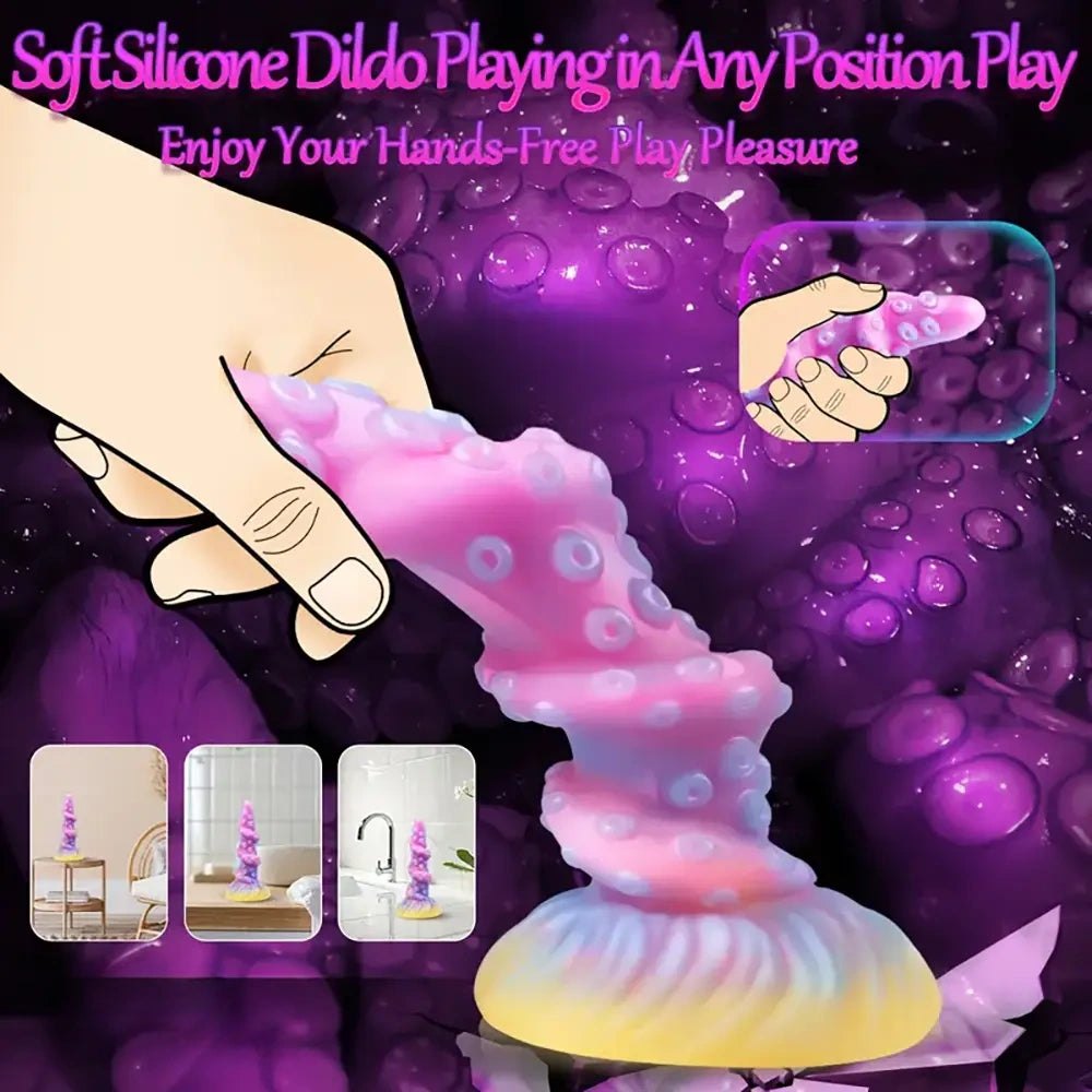 Multi-tone glowing octopus tentacle fantasy dildo, photo 6