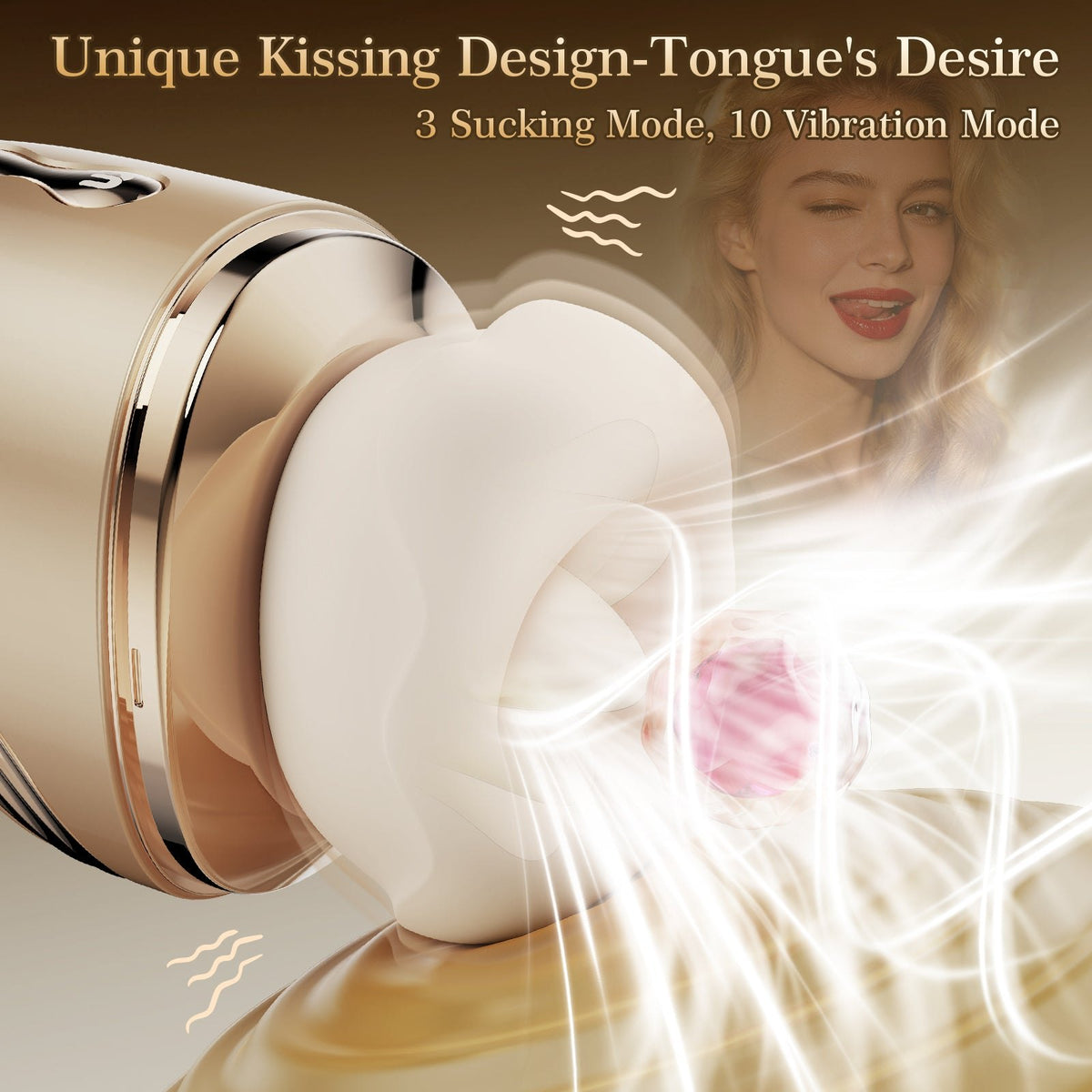 Metallic gold capsule 5-in-1 licking and kissing stimulator, photo 4
